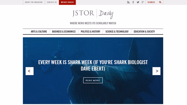 homepage of JSTOR daily