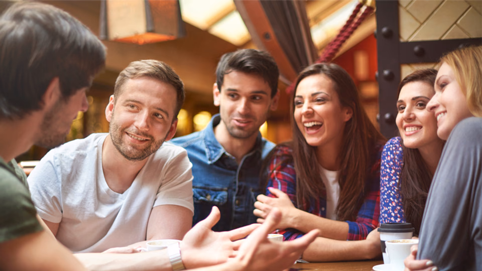 crowd of millennials networking