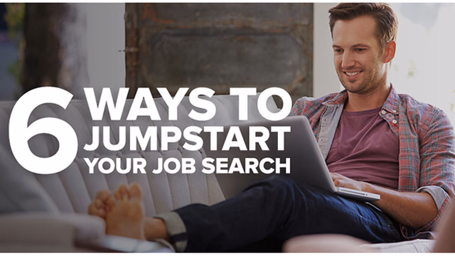 job seeker sitting on couch searching for jobs