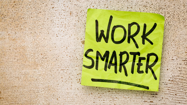 post-it that reads work smarter