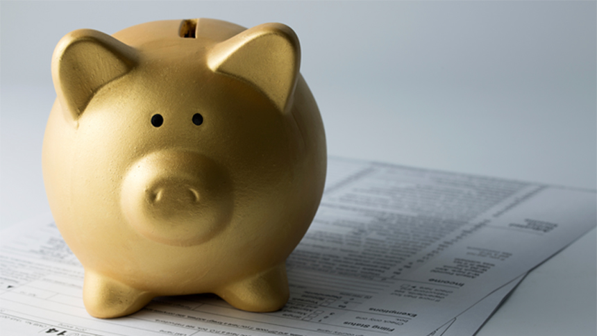 piggy bank on tax season forms