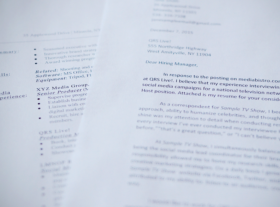 Resume and cover letter edit