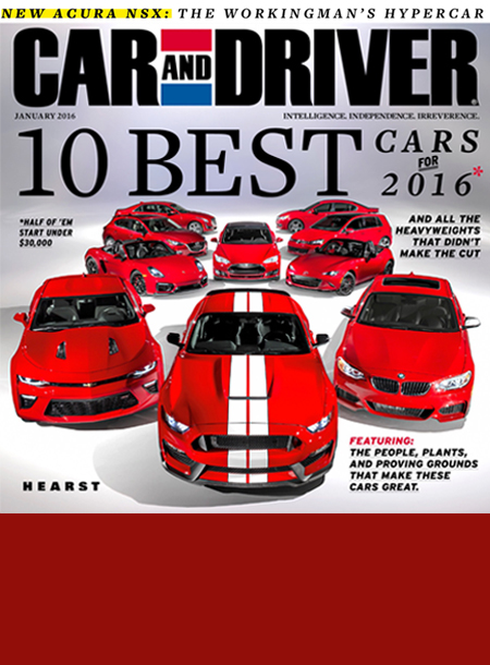 Car and Driver masthead, January 2016