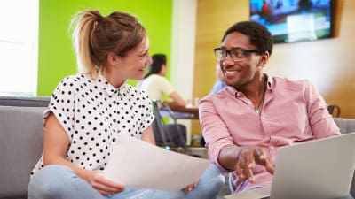 Creatives working together at staffing agency