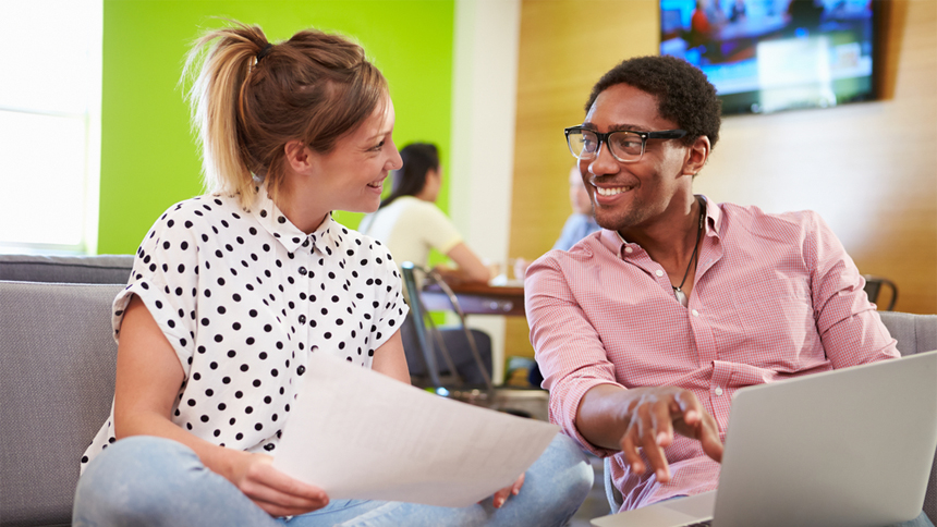 Creatives working together at staffing agency