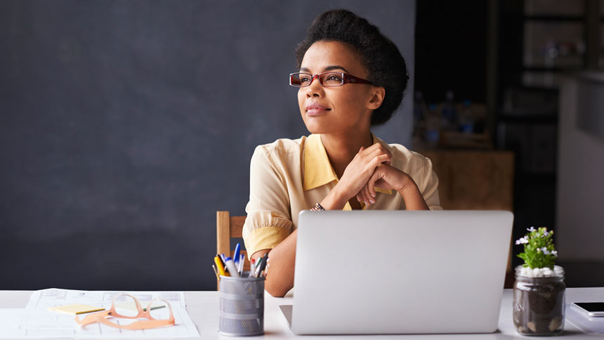 Businesswoman at her desk