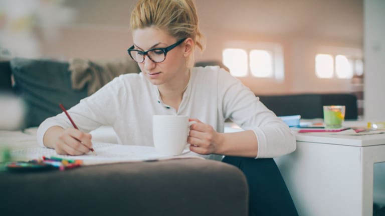 Woman working at home