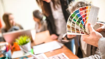 creative team, graphic designer review Pantone colors