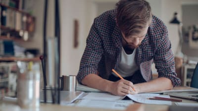 UX designer working at desk