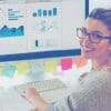 woman desktop post-it