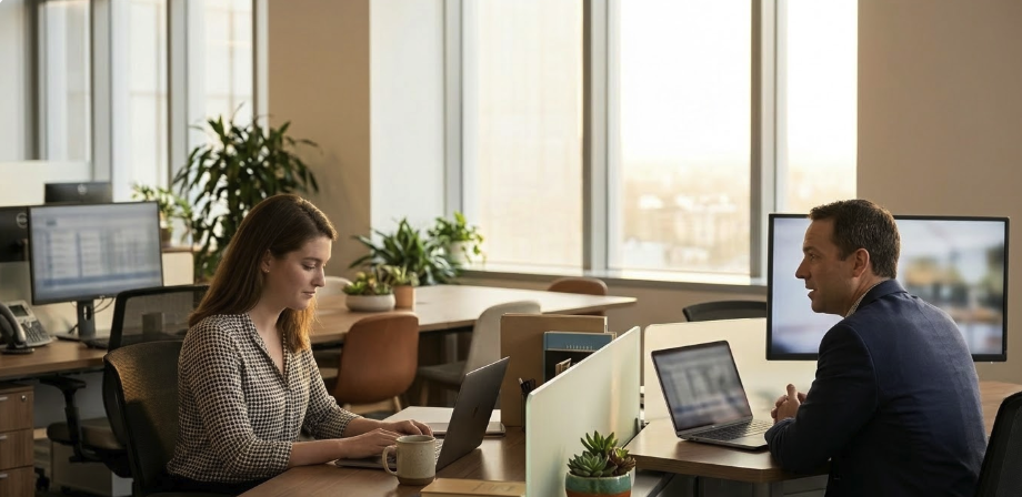 working in the office